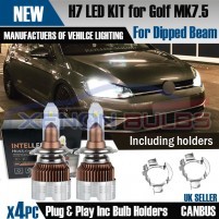 2x H7 INTEL COB LED KIT SPECIFIC FOR GOLF MK7.5 3000LM WHITE DIPPED BE..